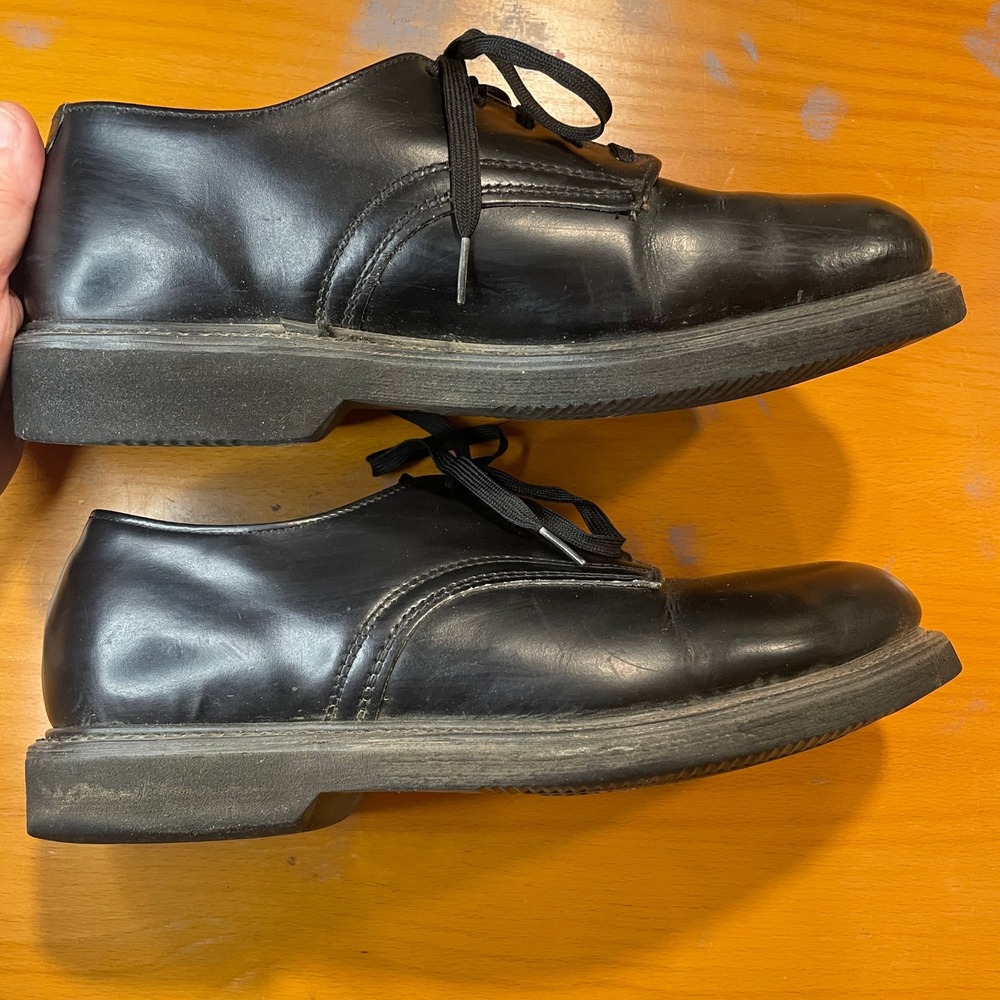 VTG Mens 7.5 Wide Black Leather Oxford Steel Toe Work Safety Shoes Oil Resistant - Picture 5 of 12